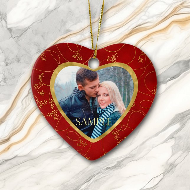 Ornement En Céramique Vin Gold Leaf Modèle photo Premier Noël (Créateur téléchargé)