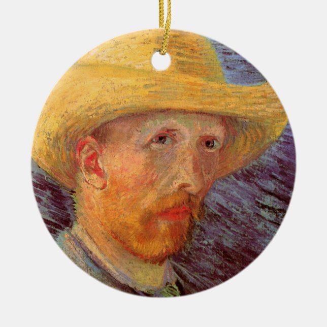 Ornement En Céramique Vincent van Gogh Autoportrait avec Casquette paill (Devant)