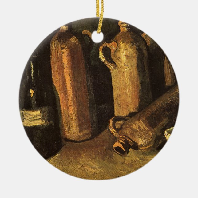 Ornement En Céramique Vincent van Gogh - Nature morte avec 4 bouteilles  (Devant)