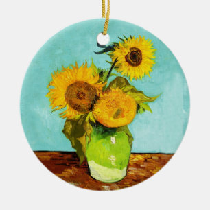 Ornement En Céramique Vincent Van Gogh Trois Tournesols Dans Un Vase