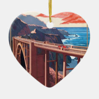 Ornement En Céramique Vintage Big Sur Bixby Bridge USA Tourisme