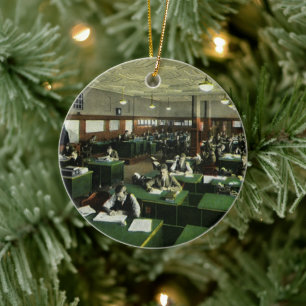 Ornement En Céramique Vintage Business, Journalistes dans le bureau des 