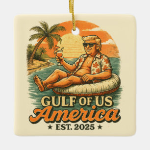 Ornement En Céramique Vintage drôle Trump Amérique du Golfe 2025