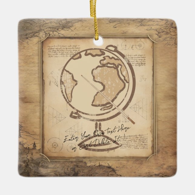 Ornement En Céramique Vintage Globe. Géographie et histoire Cadeau de l' (Devant)