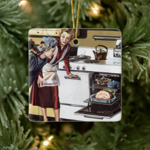 Ornement En Céramique Vintage Home Interior, Mom in the Kitchen Cooking