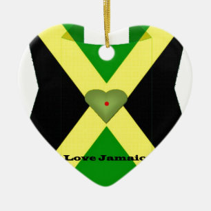 Ornement En Céramique Vintage I Love Jamaïque : Drapeau du patrimoine cu