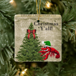 Ornement En Céramique Vintage Journal Crawfish Christmas Y’all