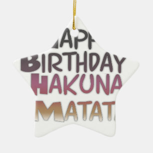Ornement En Céramique Vintage Joyeux Anniversaire Hakuna Matata Purple I