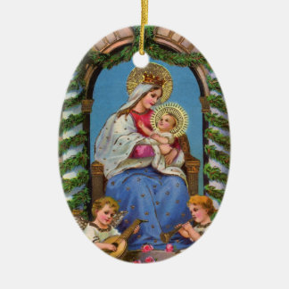 Ornement En Céramique Vintage Madonna & Enfant