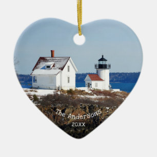 Ornement en céramique vintage Maine Ocean Lightho