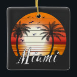 Ornement En Céramique Vintage Miami Florida Palm Trees Summer Beach<br><div class="desc">Amazing Vintage Miami design for beach lovers in summer.</div>