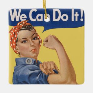 Ornement En Céramique Vintage Patriotique Rosie le Riveter, Nous pouvons