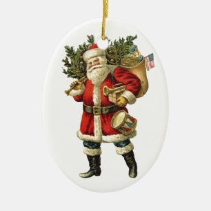 Ornement En Céramique Vintage Père Noël Christmas Orament Ajouter un nom