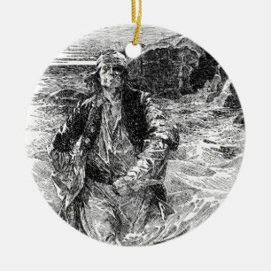 Ornement En Céramique Vintage Pirates, sir Henry Morgan dans l'océan