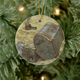 Ornement En Céramique Vintage Pirates, William Kidd Burning Treasure