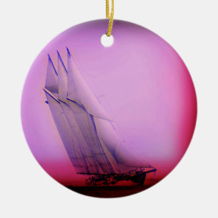 Ornement En Céramique Vintage Racing Yacht Ornament