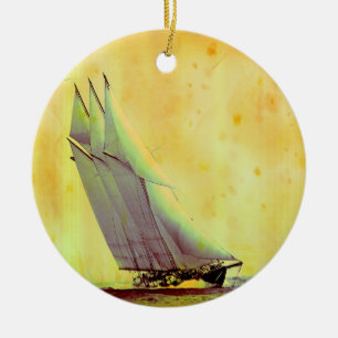 Ornement En Céramique Vintage Racing Yacht Ornament