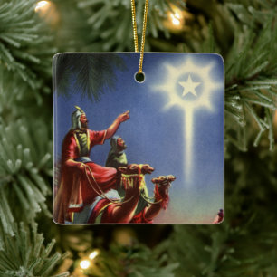 Ornement En Céramique Vintage Religion, Sages avec l'étoile de Bethléem