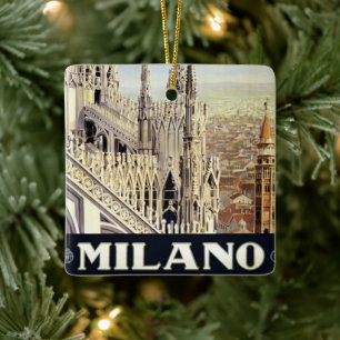Ornement En Céramique Vintage Travel Milano Italy Gothic Cathedral Duomo