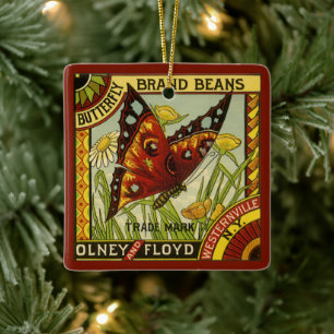 Ornement En Céramique Vintage Vegetable Étiquette Art, Haricots de marqu