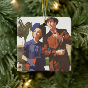 Ornement En Céramique Vintage voyage, Touristes en Vacances