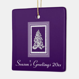Ornement En Céramique Violet Joyeuses Fêtes/Arbre de Noël de n'importe q