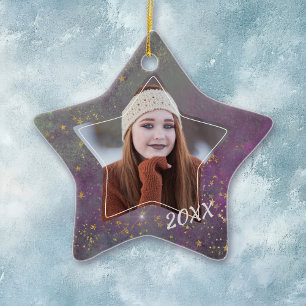 Ornement En Céramique Violet Star Galaxy Graduate Modèle photo