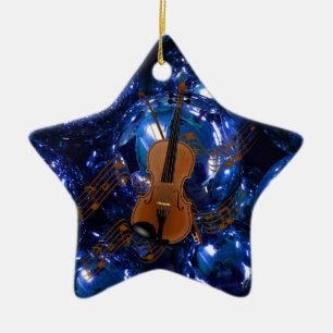 Ornement En Céramique Violon à Noël Baubles Bleus