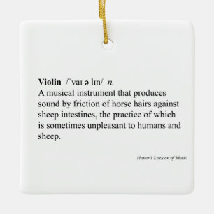 Ornement En Céramique "Violon" Humoristique Dictionnaire Définition Musi