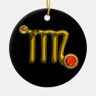 Ornement En Céramique VIRGO/OR SIGNE ZODIAC JEWEL ORANGE AGATE, Noir