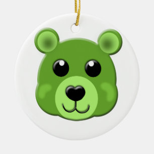 Ornement En Céramique visage vert d'ours de nounours