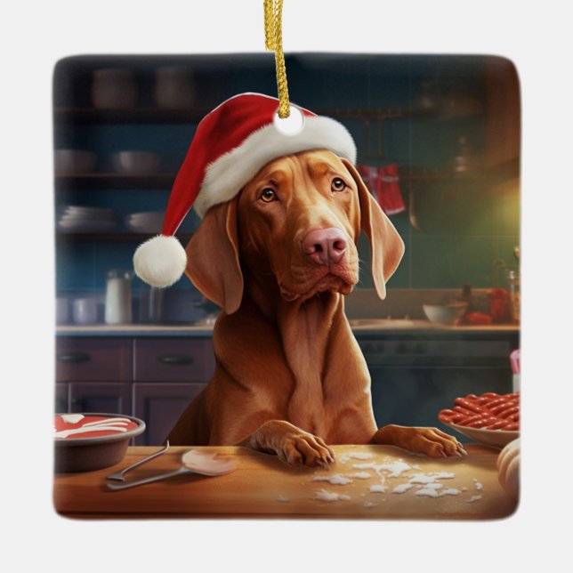 Ornement En Céramique Vizsla Christmas Cookies Festive Holiday (Devant)