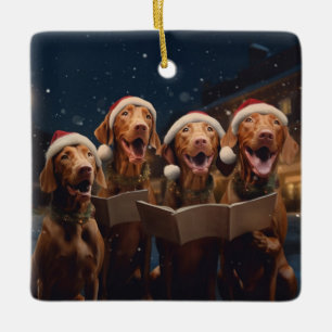 Ornement En Céramique Vizslas Noël Festive de Noël Caroling