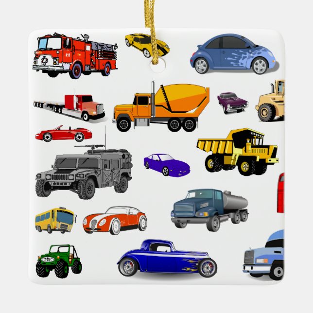 Ornement En Céramique voitures de course d'autobus de bouteur de (Devant)