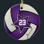Ornement En Céramique Volley-ball All Star violet et blanc<br><div class="desc">Joueur de volleyball Sport Ornement de Noël. Impressionnez votre joueur de volley-ball avec ce nom et ce numéro do-it-yourself. ⭐ Ce Produit est 100% Personnalisable. *****Cliquez sur le BOUTON PERSONNALISER pour ajouter, supprimer, déplacer, redimensionner, modifier, tourner, etc... n'importe quel graphique ou texte ou utilisez les zones de remplissage. ⭐ 99%...</div>