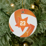 Ornement En Céramique Volley-ball blanc et orange All Star<br><div class="desc">Volleyball Sport Player Noël Ornement prêt pour vous à personnaliser. Fait un merveilleux cadeau personnalisé pour votre joueur de volley-ball, entraîneur, ventilateur, etc... ⭐ Ce Produit est 100% Personnalisable. *****Cliquez sur le BOUTON PERSONNALISER pour ajouter, supprimer, déplacer, redimensionner, modifier, faire pivoter, etc... n'importe quel graphique ou texte ou utilisez les...</div>