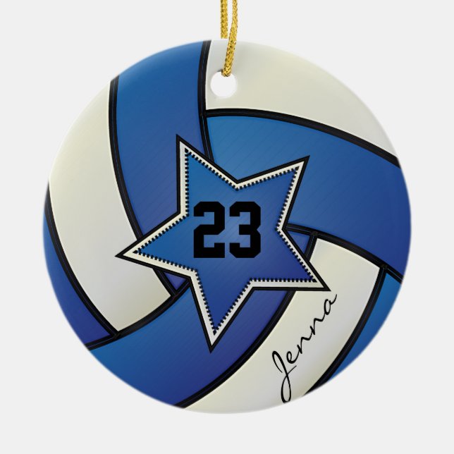 Ornement En Céramique Volley-ball Blue and White Star (Devant)