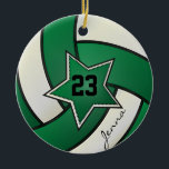 Ornement En Céramique Volley-ball Green et Black Star<br><div class="desc">Volleyball Noël Ornement prêt pour vous à personnaliser. ⭐ Ce produit est 100% personnalisable. Des graphiques et / ou du texte peuvent être ajoutés, supprimés, déplacés, redimensionnés, changés autour, tournés, etc... 99% de mes designs dans mon magasin sont faits en couches. Cela vous permet de redimensionner et de déplacer facilement...</div>