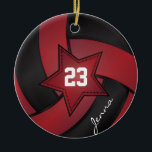 Ornement En Céramique Volley-ball Red et Black Star<br><div class="desc">do-it-yourself Ornement de volley-ball personnalisé avec votre nom et votre numéro. ⭐ Ce Produit est 100% Personnalisable. Les graphiques et / ou le texte peuvent être ajoutés, supprimés, déplacés, redimensionnés, changés autour, tournés, etc... 99% de mes designs dans mon magasin sont faits en couches. Cela vous permet de redimensionner et...</div>