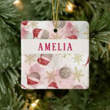 Volleyball Santa Hat Name Christmas  