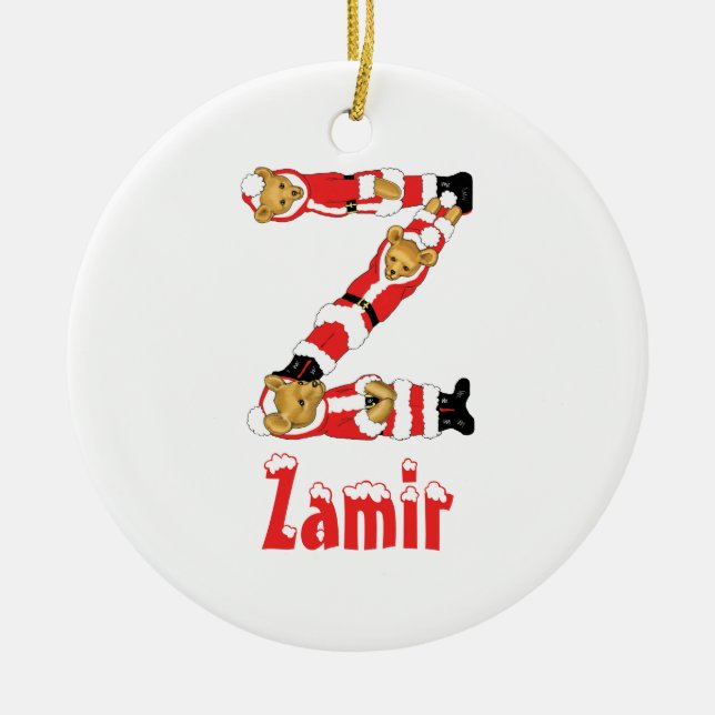 Ornement En Céramique Votre nom ici ! Ours de nounours fait sur commande (Devant)