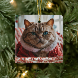 Ornement En Céramique Votre photo d'animal de compagnie Noël drôle