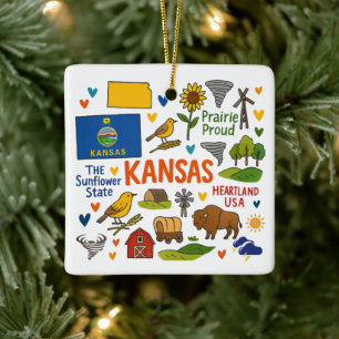 Ornement En Céramique Voyage sur mesure en famille à Kansas pour Noël