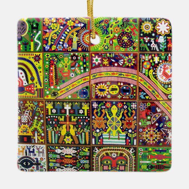 Ornement En Céramique Voyage tribal maya mexicain de Boho d'art d'Oaxaca (Devant)