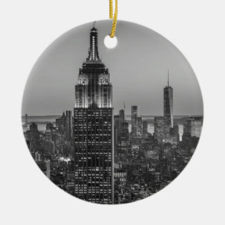 Ornement En Céramique Vue aérienne en noir et blanc de New York City Nig