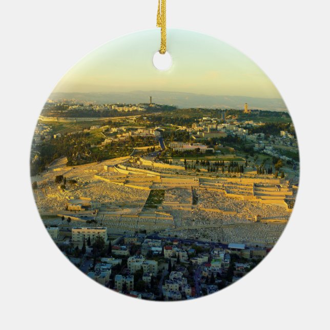 Ornement En Céramique Vue d'Ariel du mont des Oliviers Jersalem Israël (Dos)