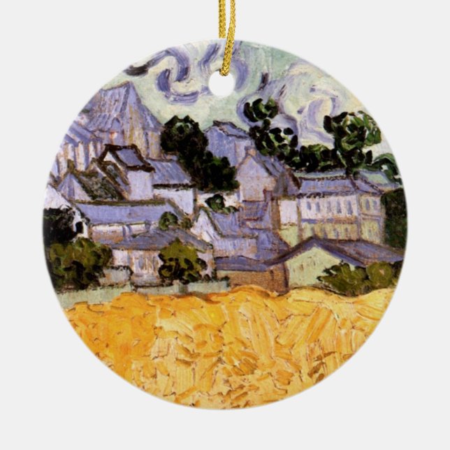 Ornement En Céramique Vue d'Auvers avec l'église par Vincent van Gogh (Devant)