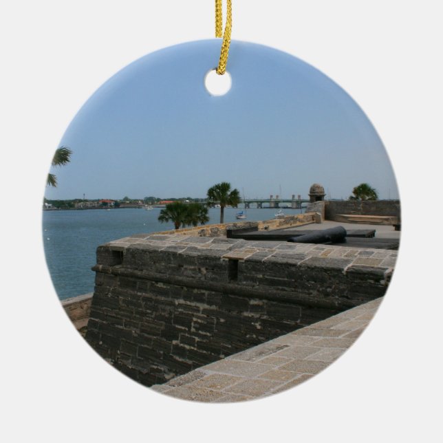 Ornement En Céramique Vue de St Augustine de fort vers le pont (Devant)