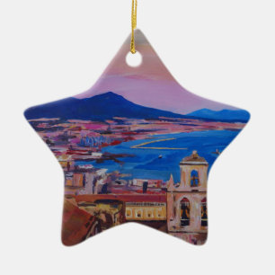 Ornement En Céramique Vue merveilleuse de ville de Naples avec le bâti
