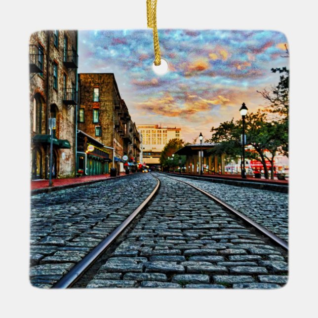 Ornement En Céramique Vue sur la rue River (Devant)